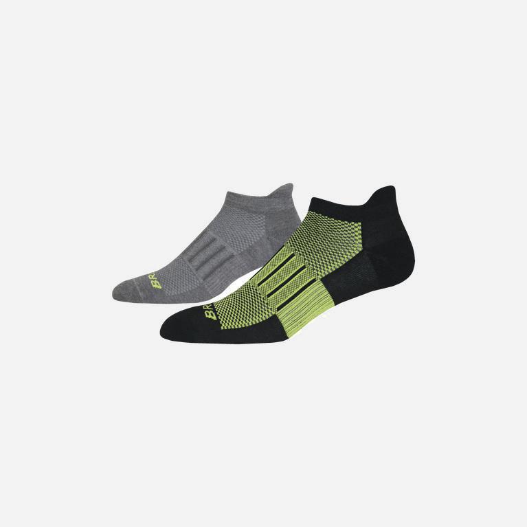 Brooks Ghost Midweight 2-Pack - Calcetines Mujer - Gris / Negras / Verde (BQEJ-84917)